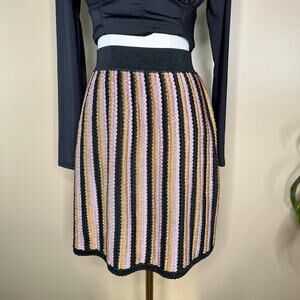 Porter Vertical Stripe Short Skirt Cable Knit Minimalist Size Medium